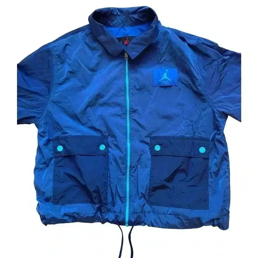 Jordan Essentials Flight Woven Full Zip Nylon Jacket Loose Fit Royal Blue Small - Picture 4 of 14